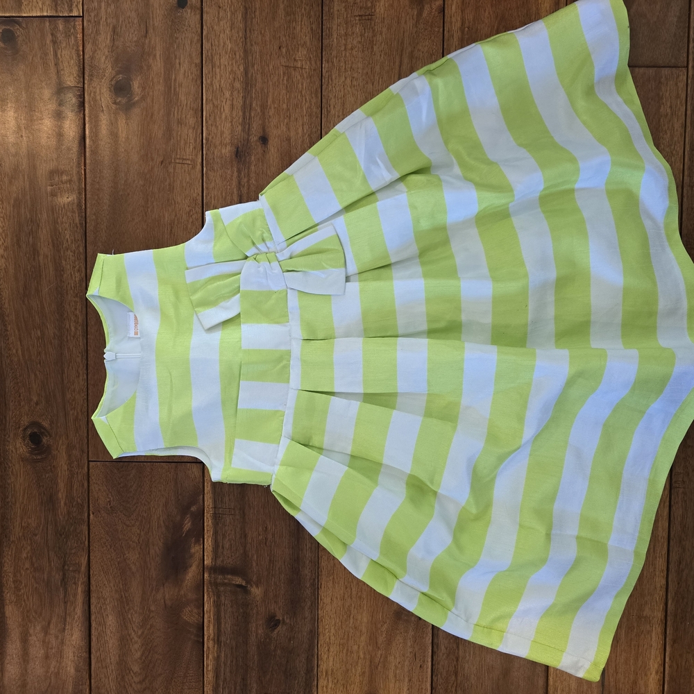 Green and White Striped Dress